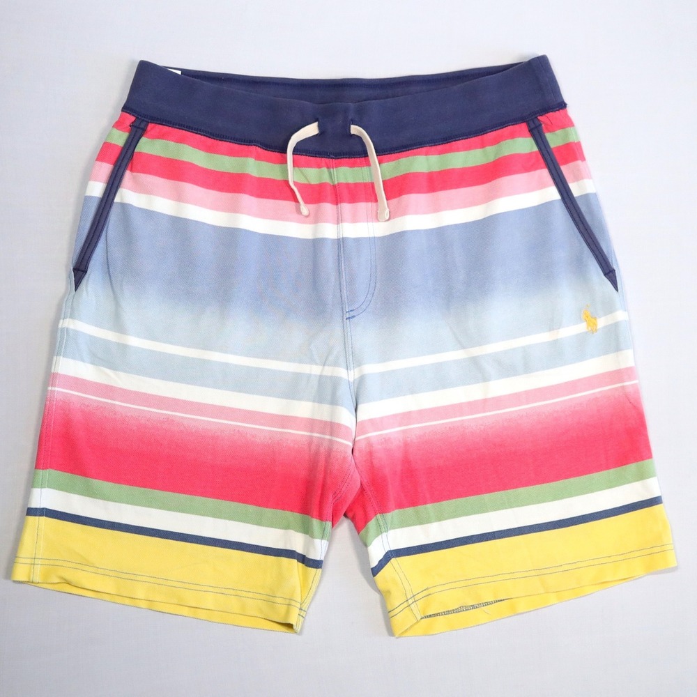 Polo Ralph Lauren Mesh Cotton Knit Shorts Mens M Ombre Striped Colorful Casual